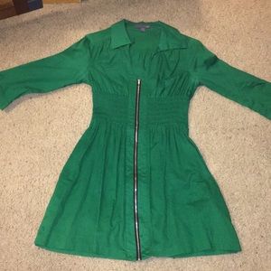 Green collar zipper dress